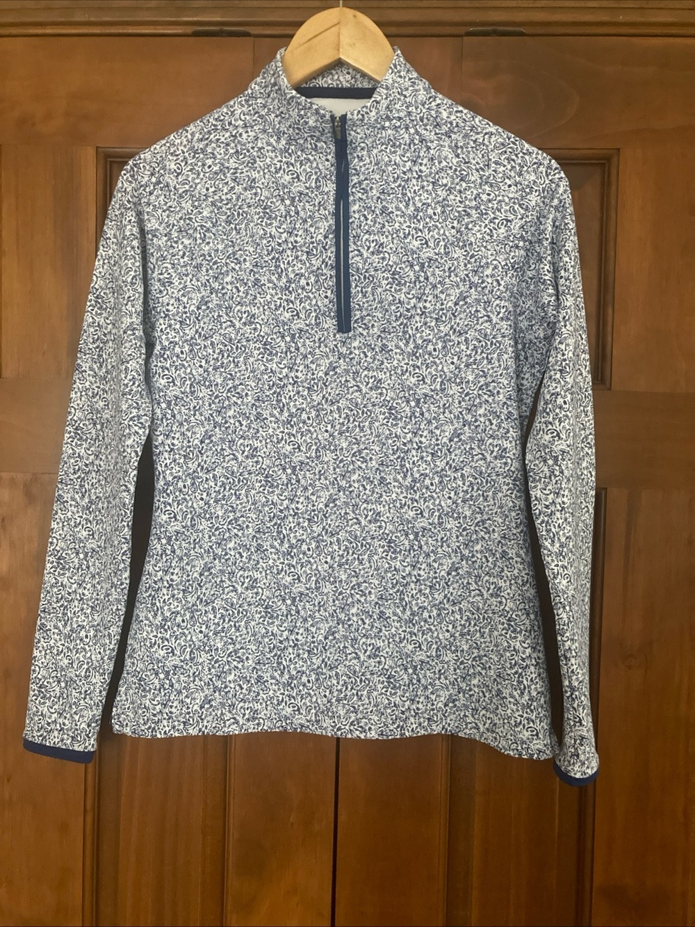 Peter Millar Navy White 1/4 Zip Long Sleeve performance Top women’s XS UPF 50